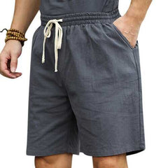 Cotton Linen Drawstring Casual Shorts