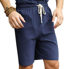 Cotton Linen Drawstring Casual Shorts