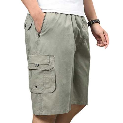 Multi-pocket Breathable Knee Length Cargo Shorts