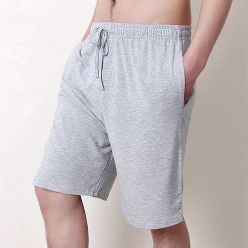 Mens Modal Elastic Waist Casual Solid Shorts