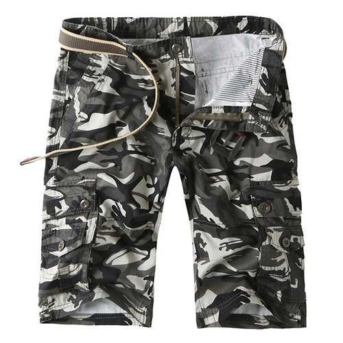 Camo Multi-pocket Knee Length Cargo Shorts