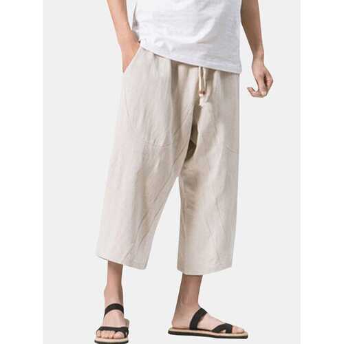 Baggy Loose Linen Calf Length Casual Shorts