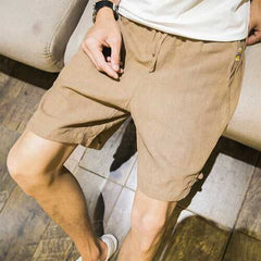 Breathable Linen Knee Length Loose Shorts