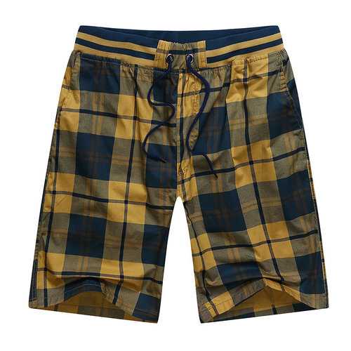 Breathable Plaid Printed Casual Shorts