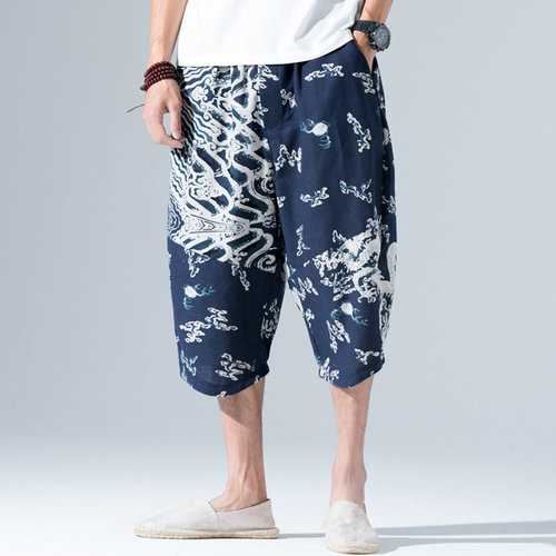 Chinese Style Printed Casual Baggy Pants