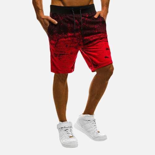 Mens Sports Gradient Printed Loose Shorts