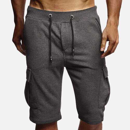 Mens Casual Sports Solid Color Shorts