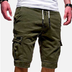 Mens Multi Pockets Drawstring Waist Cargo Shorts