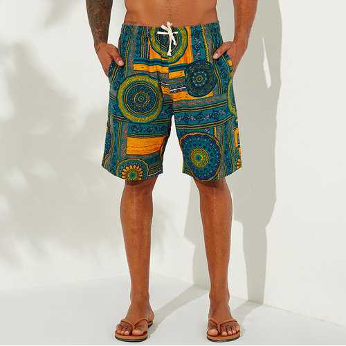 Cotton Ethnic Print Straight Shorts