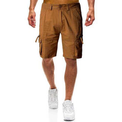 Mens Botton Fly Solid Color Cargo Shorts