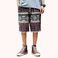 Floral Printing Ethnic Style Straight Shorts