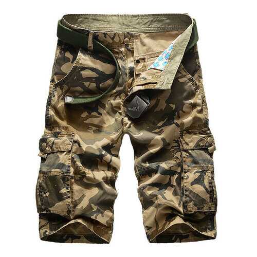 Camouflage men's shorts outdoor large size loose multi-pocket men's tooling shorts cotton five-point pants