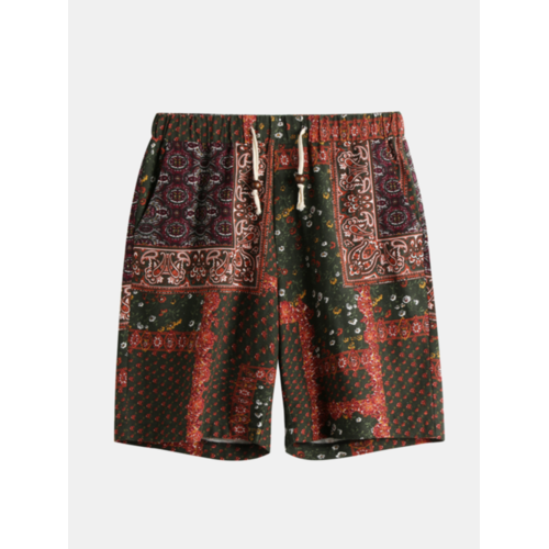 Ethnic Style Printed Loose Straight Shorts