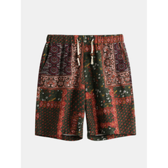 Ethnic Style Printed Loose Straight Shorts