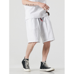 Mens Summer Solid Color Drawstring Shorts