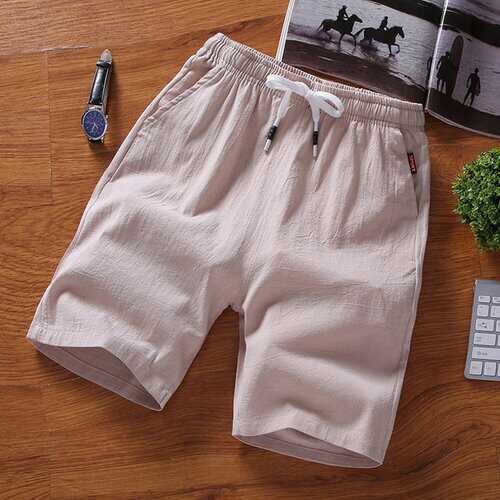 Exclusive For The Season New Men's Straight Tube Waist Cotton And Linen 5 Points Pants Large Size Casual Wild Trend Shorts Men