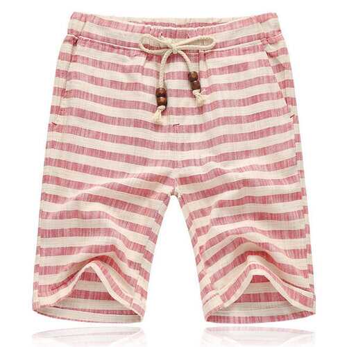 Men's Season Fashion Plaid Cotton Casual Shorts Straight Beach Five Pants