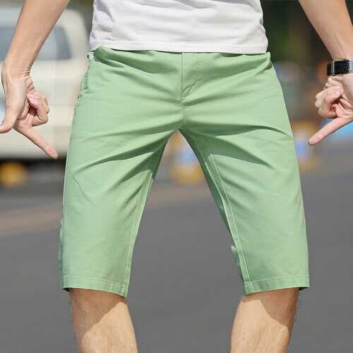 Season New Men's Shorts Simple Solid Color Casual Five Pants Men's Pants Tide Sports White