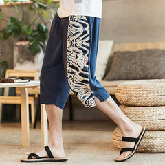 Factory Price Season Casual Pants Men's Seven Points Shorts Chinese Style Linen Cotton And Linen Large Size Lantern Harem Pants