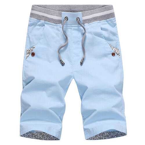 New Season Linen Five Pants Men's Casual Pants Slim Shorts Youth Trend Beach Pants