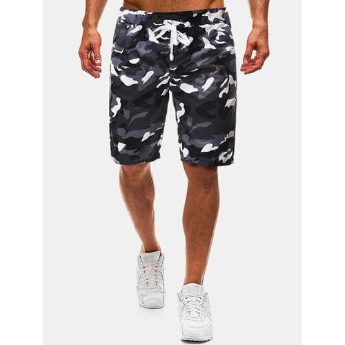 Mens Solid Color Elastic Loose Shorts