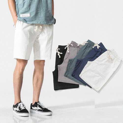 Season Retro Cotton And Linen Shorts Men's Five Pants Loose Casual Linen 5 Points Pants Big Pants Beach Pants