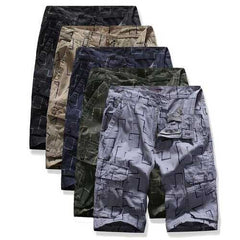 Season New Men's Multi-pocket Geometric Pattern Printing Large Size Tooling Shorts Thin Section Casual Beach Pants