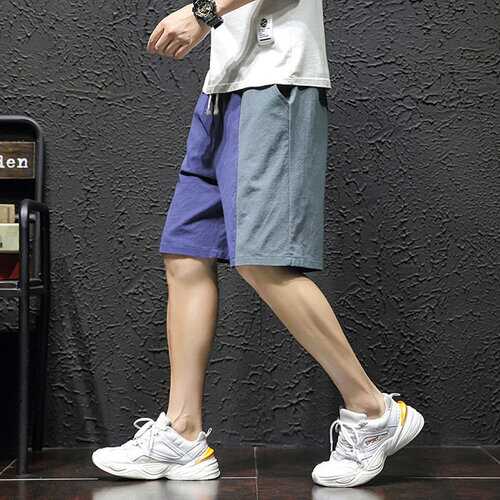 Season New Japanese Cotton And Linen Loose Five Pants Trousers Stitching Linen XL Shorts