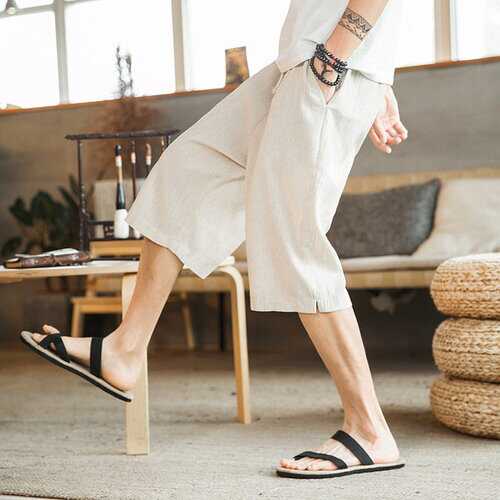 Season New Casual Pants Chinese Style Cotton And Linen Cropped Pants Linen Shorts Thin Sweatpants Men's Pants