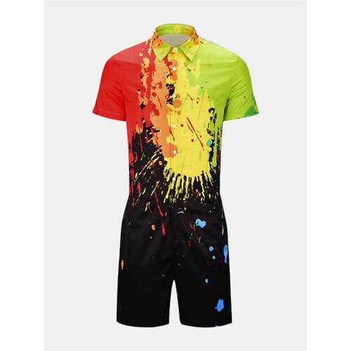 Mens Multi Color Graffiti Jumpsuits