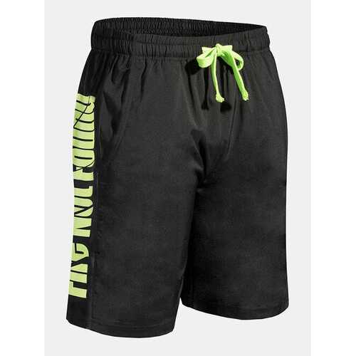 Solid Color Letter Print Home Sports Straight Shorts