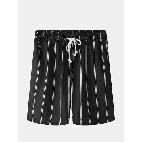 Cotton Striped Elastic Waist Home Shorts