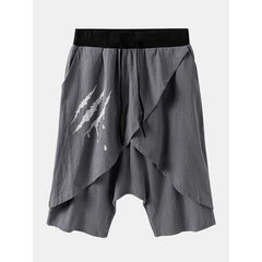 Scratch Marks Print Drawstring Shorts