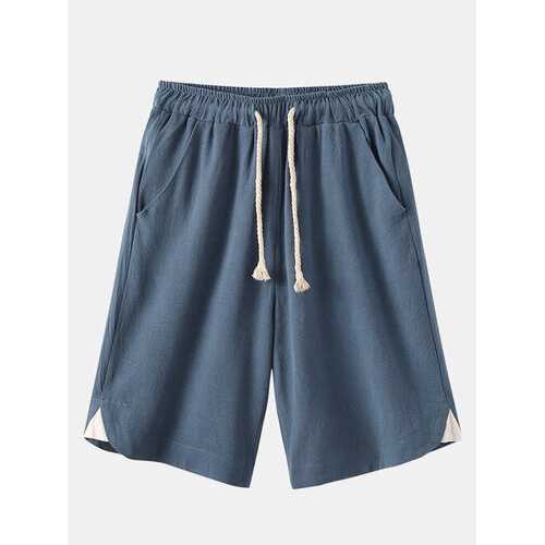 Solid Color Drawstring Casual Shorts