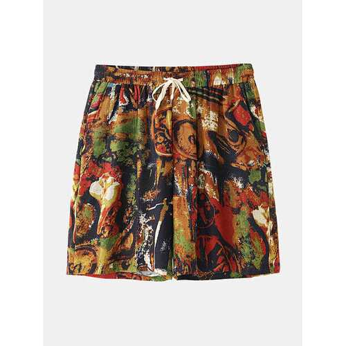 Cotton Print Elastic Waist Shorts