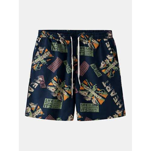 Shoe & Character Pattern Print  Shorts