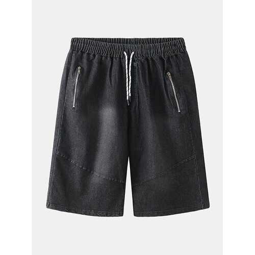 Solid Color Elastic Drawstring Shorts