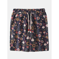 Ethnic Style Floral Print Shorts