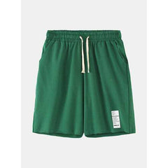 Solid Color Straight Drawstring Waist Shorts