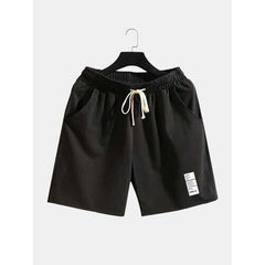 Solid Color Straight Drawstring Waist Shorts