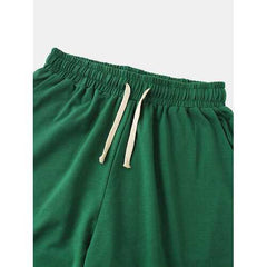 Solid Color Straight Drawstring Waist Shorts