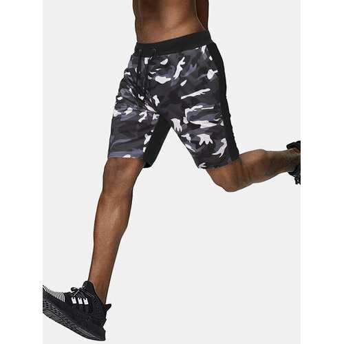 Camo Patchwork Elastic Waist Shorts