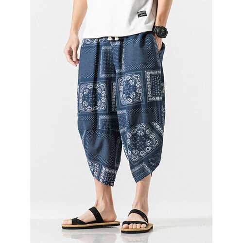 Men's Chinese Style Cotton And Linen Loose Shorts Low-End Wide-Leg Pants