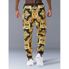 Fashion Personality Sun Flower Print Jogging Pants Casual Trousers