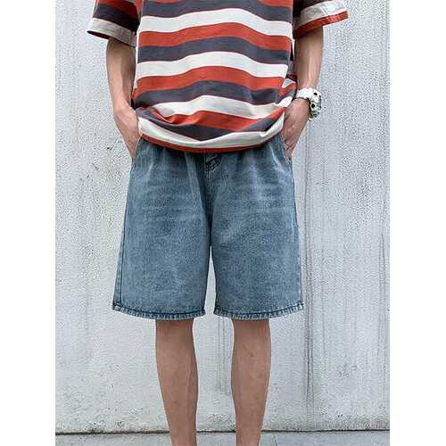 Men Casual Overknee Denim Shorts