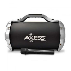 Axess Portable Bluetooth Speaker - 6" Subwoofer with Wireless Mic - Silver End Caps