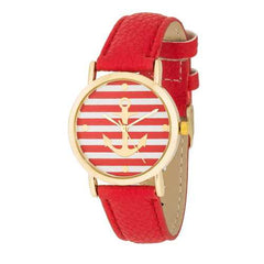 Nautical Red Leather Watch