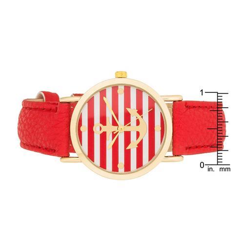 Nautical Red Leather Watch