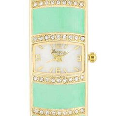 Gold Cuff Watch With Crystals - Mint