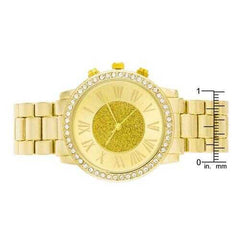 Roman Numeral Goldtone Watch With Crystals